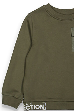 Erkek Çocuk Kalın Baskılı-Cepli Sweatshirt