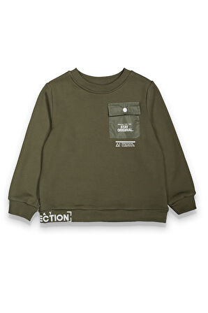 Erkek Çocuk Kalın Baskılı-Cepli Sweatshirt