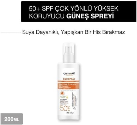 Dermokil Sun Spray Çok Yönlü Güneş Koruyucu Spf50 200 ml