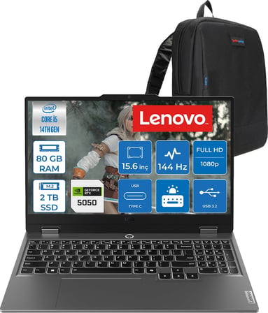 Lenovo Loq 15IRX10 Intel Core I5-14500HX 80GB Ddr5 2tb SSD RTX5050/8GB 100W 15,6 Inç Full Hd (1920X1080) IPS 300 Nit %100 Srgb, 144 Hz Freedos Gaming Bilgisayar 83JE0128TRF29+ZETTAÇANTA