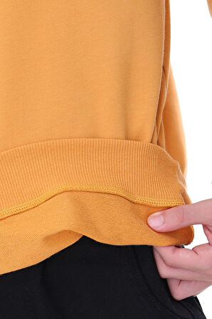 Oversize Unisex Basic Düz Haki Renk %100 Pamuk Sweatshirt (2-11 Yaş)