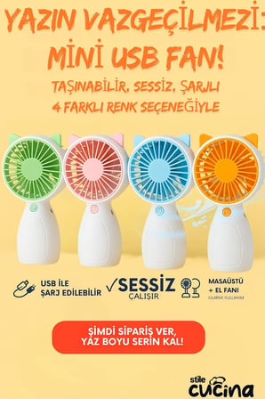 4'lü Şarjlı Mini El Fanı Ve Masa Fanı Soğutucu Pervane Taşınabilir USB Şarj Edilebilir