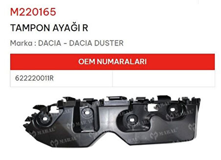 Duster 1 - I Sağ Ön Tampon Braketi Ayağı 2009-2017 Arası 622220011R GLD-M220165