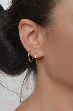 316 L Çelik Gold Halka Küpe Mini Boy
