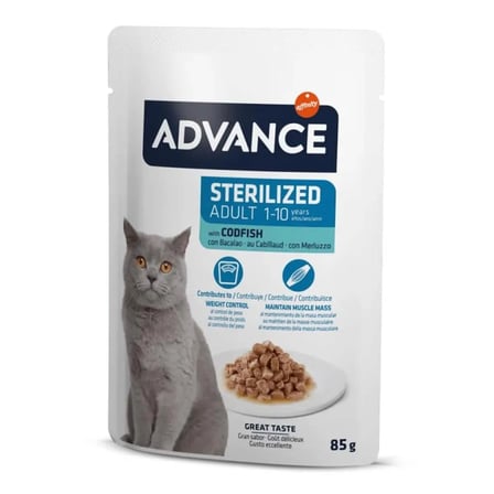 Advance sterilised adult morina balıklı kısırlaştırılmış kedi yaş maması 85 gr x 12 adet