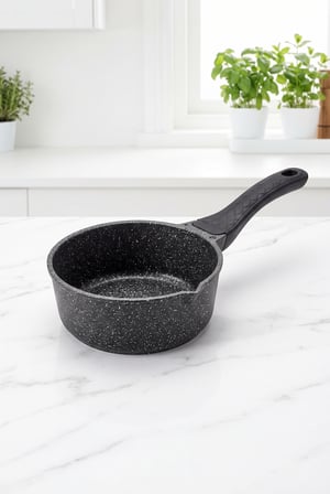 Sosluk ve Sütlük Döküm Tava - Yanmaz Yapışmaz Granit Görünümlü (16cm Çap, 6cm Derinlik)