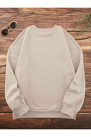 Smile Baskı Detaylı Bisiklet Yaka İçi Polarlı Sweatshirt