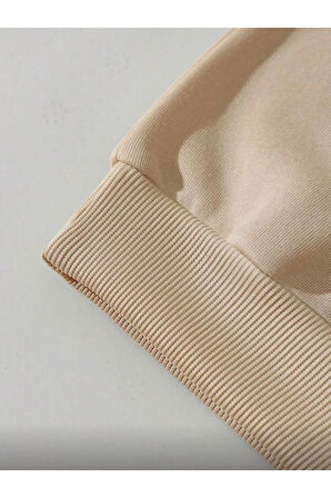 Papatya Baskı Detaylı Bisiklet Yaka İçi Polarlı Sweatshirt