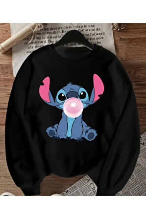 Baskı Detaylı Bisiklet Yaka İçi Polarlı Sweatshirt