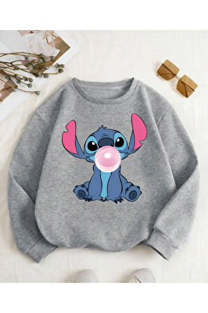 Baskı Detaylı Bisiklet Yaka İçi Polarlı Sweatshirt