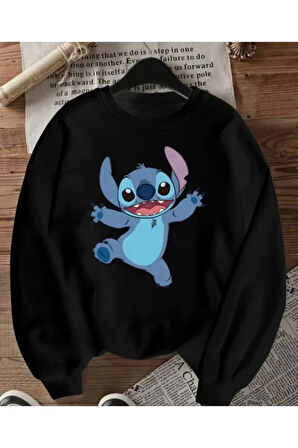 Baskı Detaylı Bisiklet Yaka İçi Polarlı Sweatshirt