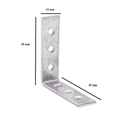 L Masa Gönyesi 15x45x45 mm 5 Adet Bağlantı Aparatı Paslanmaz Çelik 