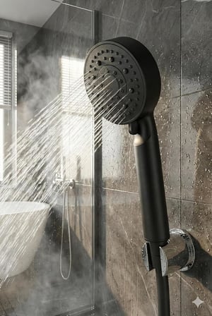 Siyah Duş Başlığı – Yüksek Basınçlı, Su Tasarruflu, Kolay Montaj, Kireç Önleyici, Banyo Aksesuarı