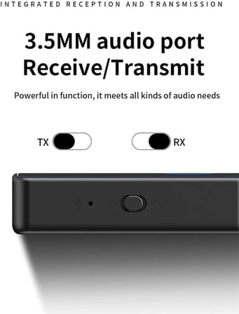 Bluetooth 5.4 Ses Alıcı &amp; Verici – 2’si 1 Arada AUX Adaptör, 3.5mm Jak, USB-C Şarj, 15m Kablosuz Menzil, 180mAh Batarya, Araç &amp; Ev Hoparlör için Kablosuz Müzik Adaptörü | M30