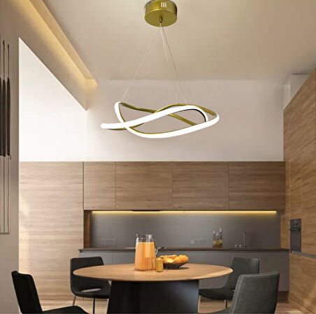 Dalga Modern Sarkıt Led Avize Salon Oturma Odası Mutfak Avizesi 