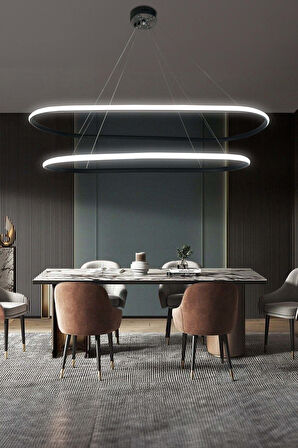 Gece Modern Led Aydınlatmalı Ev & Ofis Avizesi 