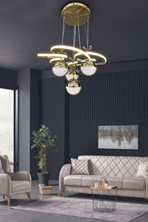 Modern Sarkıt Florya 4 Toplu Led Avize Salon & Oturma Odası Avizesi 