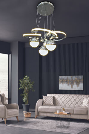 Modern Sarkıt Florya 4 Toplu Led Avize Salon & Oturma Odası Avizesi 