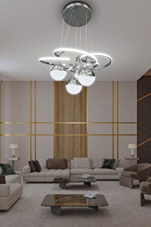 Modern Sarkıt Florya 4 Toplu Led Avize Salon & Oturma Odası Avizesi 