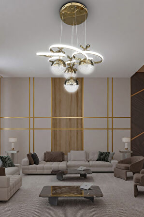 Modern Sarkıt Florya 4 Toplu Led Avize Salon & Oturma Odası Avizesi 