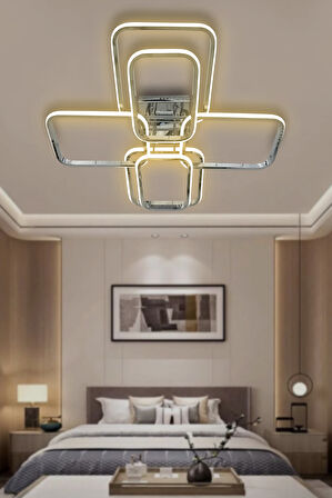Modern Plafoner 6'Lı Kare Ledli Avize 