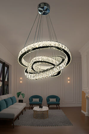 Bestof 3 Katlı Daire Taşlı Ledli Modern Avize