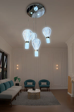 Paraşüt 4 'lü Modern Salon Led Avize