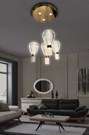 Paraşüt 4 'lü Modern Salon Led Avize