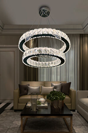 2 DAİRE TAŞLI MODERN  LED AVİZE