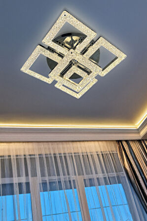 Kare Akrilik 5'Li Plafonyer 3 Renk Tavana Sıfır Led Avize