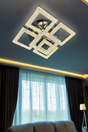 Kare Akrilik 5'Li Plafonyer 3 Renk Tavana Sıfır Led Avize