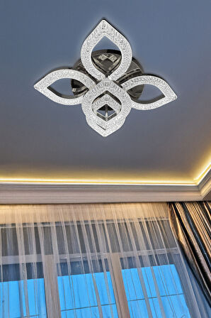 Yaprak Akrilik 5'Li Plafonyer 3 Renk Tavana Sıfır Led Avize