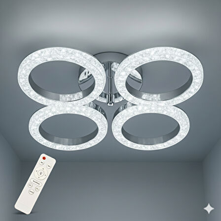 Daire Akrilik 5'Li Plafonyer 3 Renk Tavana Sıfır Led Avize