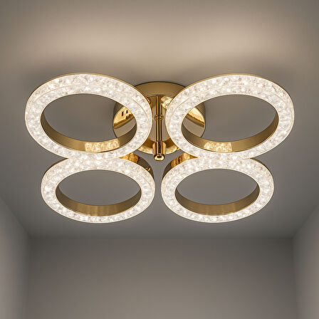 Daire Akrilik 5'Li Plafonyer 3 Renk Tavana Sıfır Led Avize