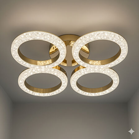 Daire Akrilik 5'Li Plafonyer 3 Renk Tavana Sıfır Led Avize