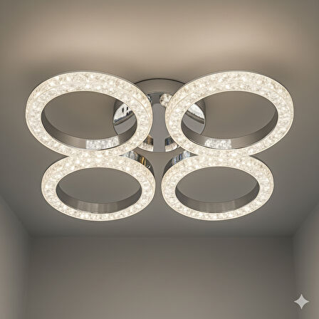 Daire Akrilik 5'Li Plafonyer 3 Renk Tavana Sıfır Led Avize