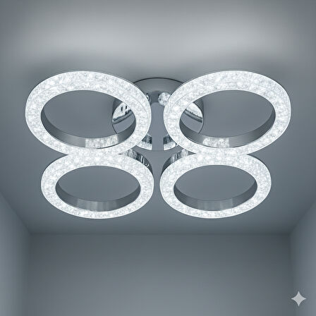 Daire Akrilik 5'Li Plafonyer 3 Renk Tavana Sıfır Led Avize