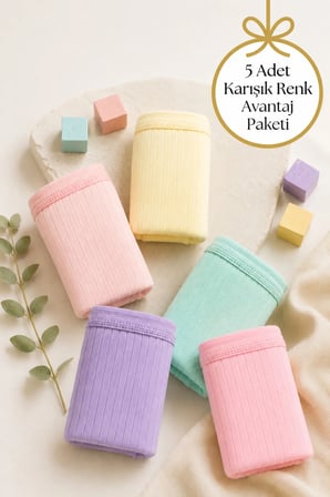 Dondeza Kız Çocuk Külot Raporlu 5'li Paket %95 Pamuk %5 Elastan Esnek Bel Yumuşak Dokulu Karışık Renk (DONDEZA YETKİLİ SATICISI)