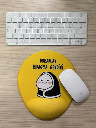 Dobarlan Bıragma Gendini Baskılı Bilek Destekli OVAL Mouse Pad (sarı)
