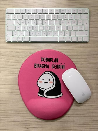 Dobarlan Bıragma Gendini Baskılı Bilek Destekli OVAL Mouse Pad (sarı)