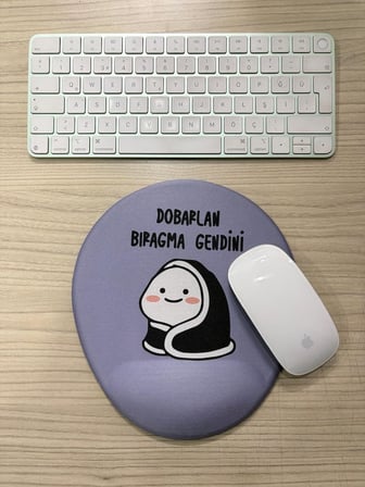 Dobarlan Bıragma Gendini Baskılı Bilek Destekli OVAL Mouse Pad (sarı)