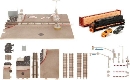 Toys Hızlı ve Öfkeli Tren Sahnesi - Diorama 2 Nano Model Araba (Dodge Charger ve Toyota Supra), Tren ve Hızlı ve Öfkeli Filminin Final Yarış Sahnesi için Aksesuarlar Dahil, 8 Yaş ve Üzeri