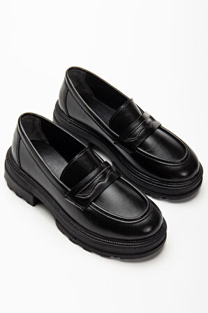 746-759 Siyah Yanki Yüksek Tabanlı Loafer Ayakkabı  