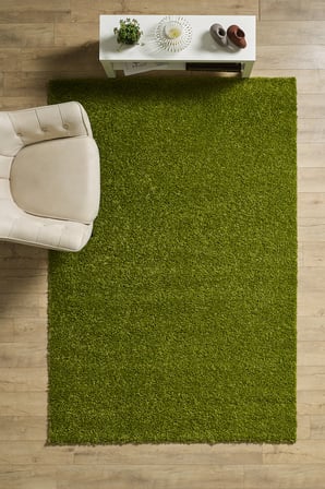 Modern Desenli Salon Halısı Yeşil Peluş Halı Yıkanabilir Post Halı Kaymaz Taban Halı 