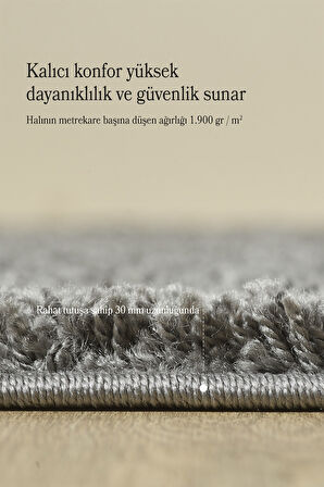 Modern Desenli Salon Halısı Gri Halı Peluş Halı Yıkanabilir Post Halı Kaymaz Taban Halı