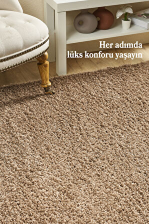 Modern Desenli Salon Halısı Mokka Halı Peluş Halı Yıkanabilir Post Halı Kaymaz Taban Halı