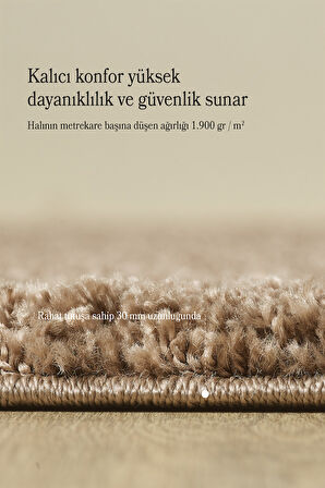 Modern Desenli Salon Halısı Mokka Halı Peluş Halı Yıkanabilir Post Halı Kaymaz Taban Halı