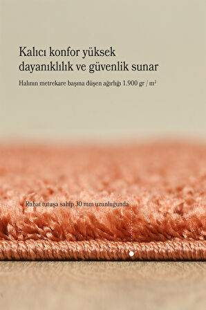 Modern Desenli Salon Halısı Turuncu Halı Peluş Halı Yıkanabilir Post Halı Kaymaz Taban Halı