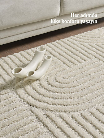 Modern Desen Özel Kesim Halı Salon Halısı Mutfak Halısı Yolluk Krem Halı Kolay Temizlenebilir Halı