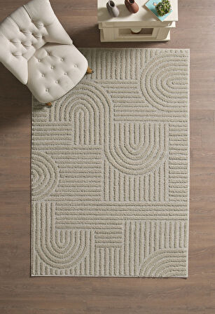 Modern Desen Özel Kesim Halı Salon Halısı Mutfak Halısı Yolluk Bej Halı Kolay Temizlenebilir Halı